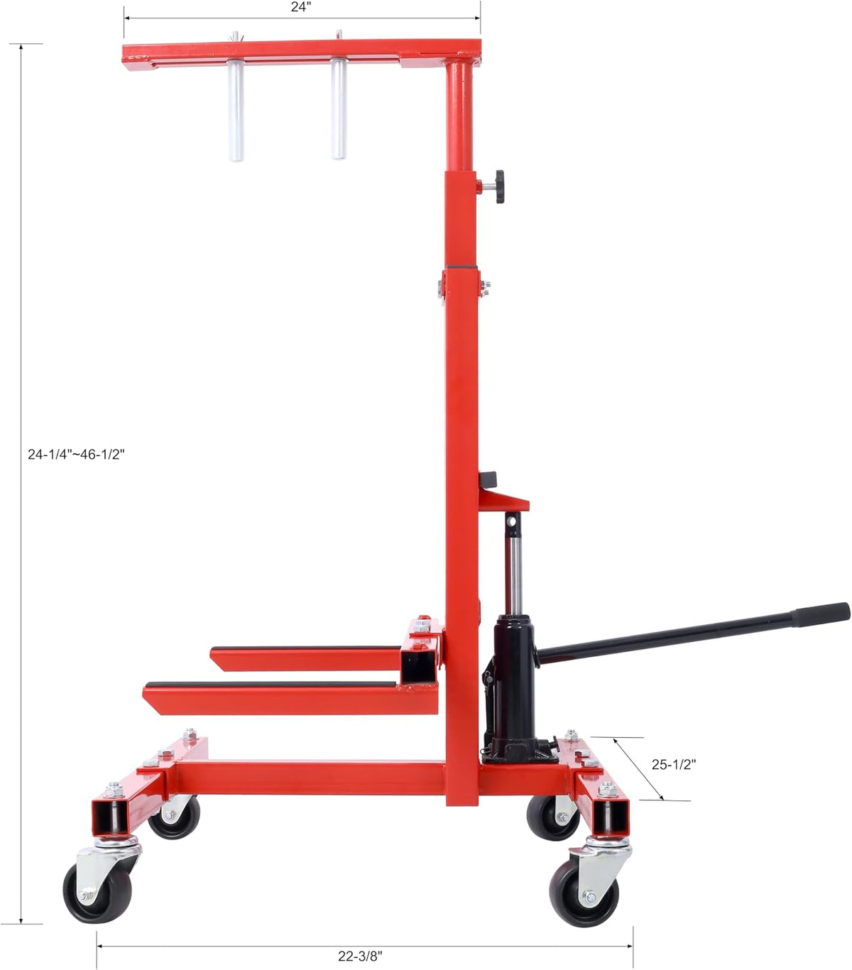Adjustable Car Door Installer and Remover - Jack Lift Hoist Bumper Jack Stand Mobile Auto Body Door Floor Jack with LED Red