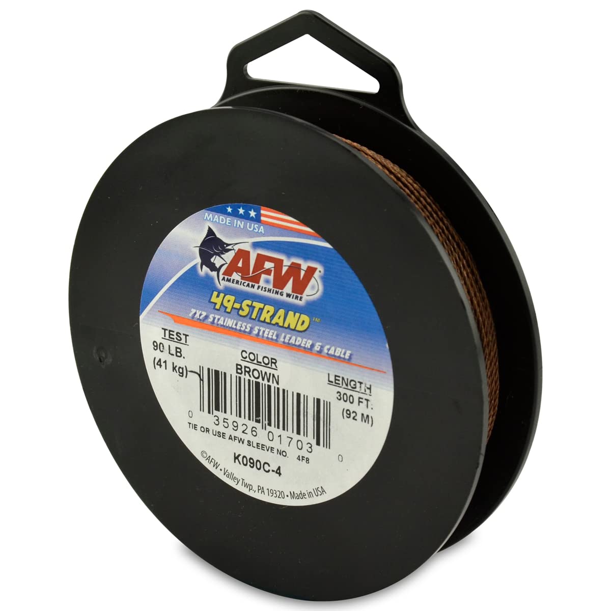 AFW Fishing Wire 49 Strand, 7x7 Stainless Steel Leader Cable, 90lb to 900
