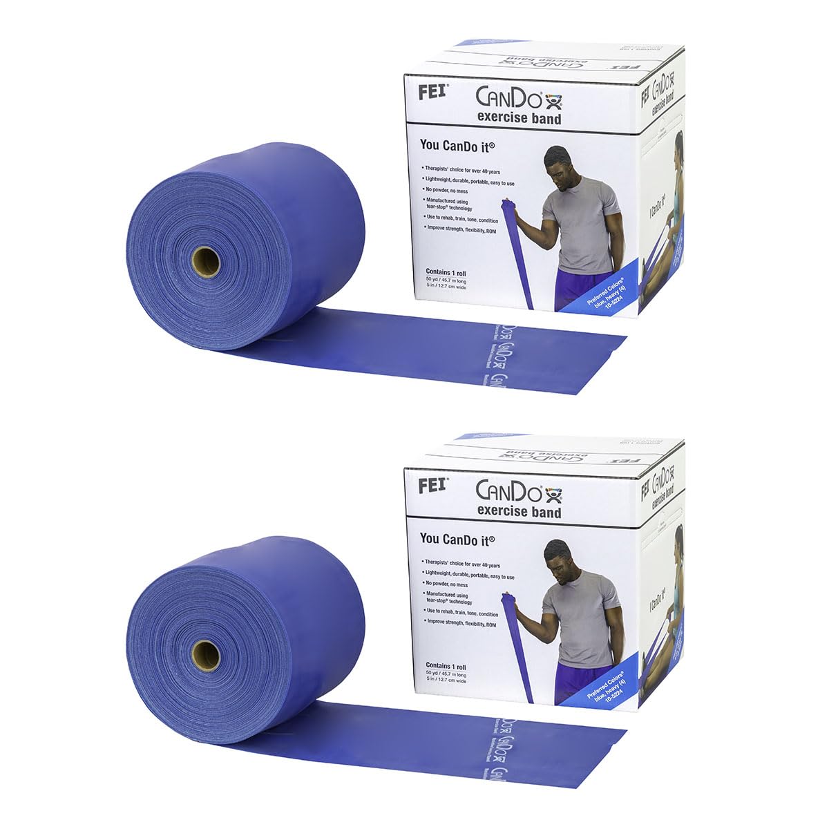 CanDo Twin-Pak Exercise Band, Blue, 100 Yard