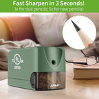 AFMAT Heavy Duty Electric Pencil Sharpener for 6.5-8mm No.2/Colored Pencils, 2 Pack (Green + Gray)