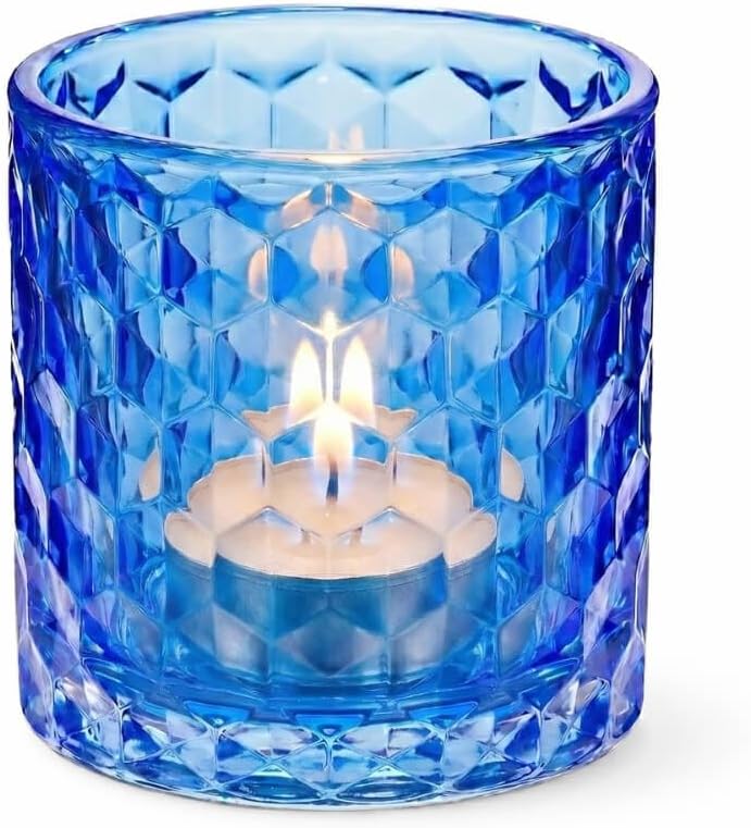 Richland Blue Chunky Honeycomb Glass Votive & Tealight Candle Holder Set of 48