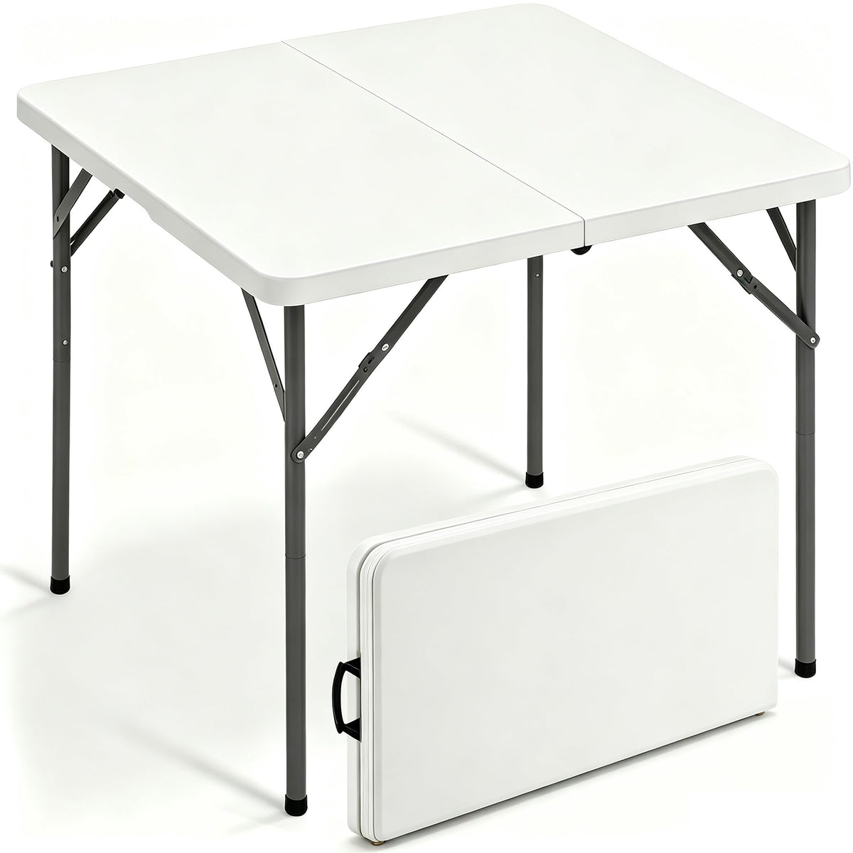 2 Pack Folding Tables 6FT Plastic Utility Foldable Tables, Black