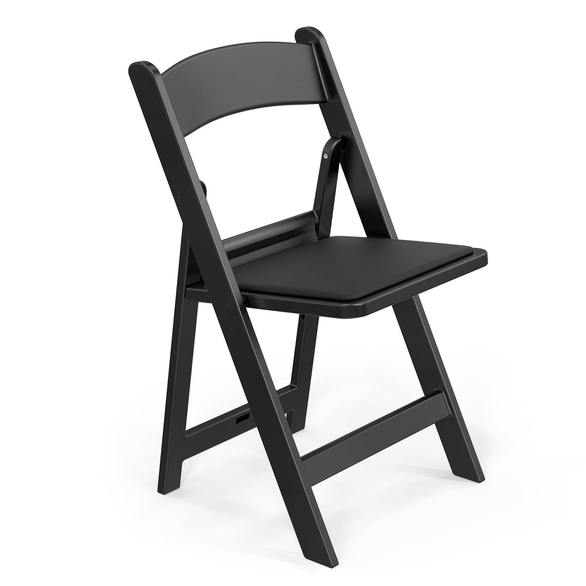 FCH Plastic Folding Chair with Padded Seat, Resin Foldable Chairs with Soft Cushion, Comfortable and Sturdy, Suitable for Indoor and Outdoor, Parties, Weddings, Commercial Events, Black, 4 Pack