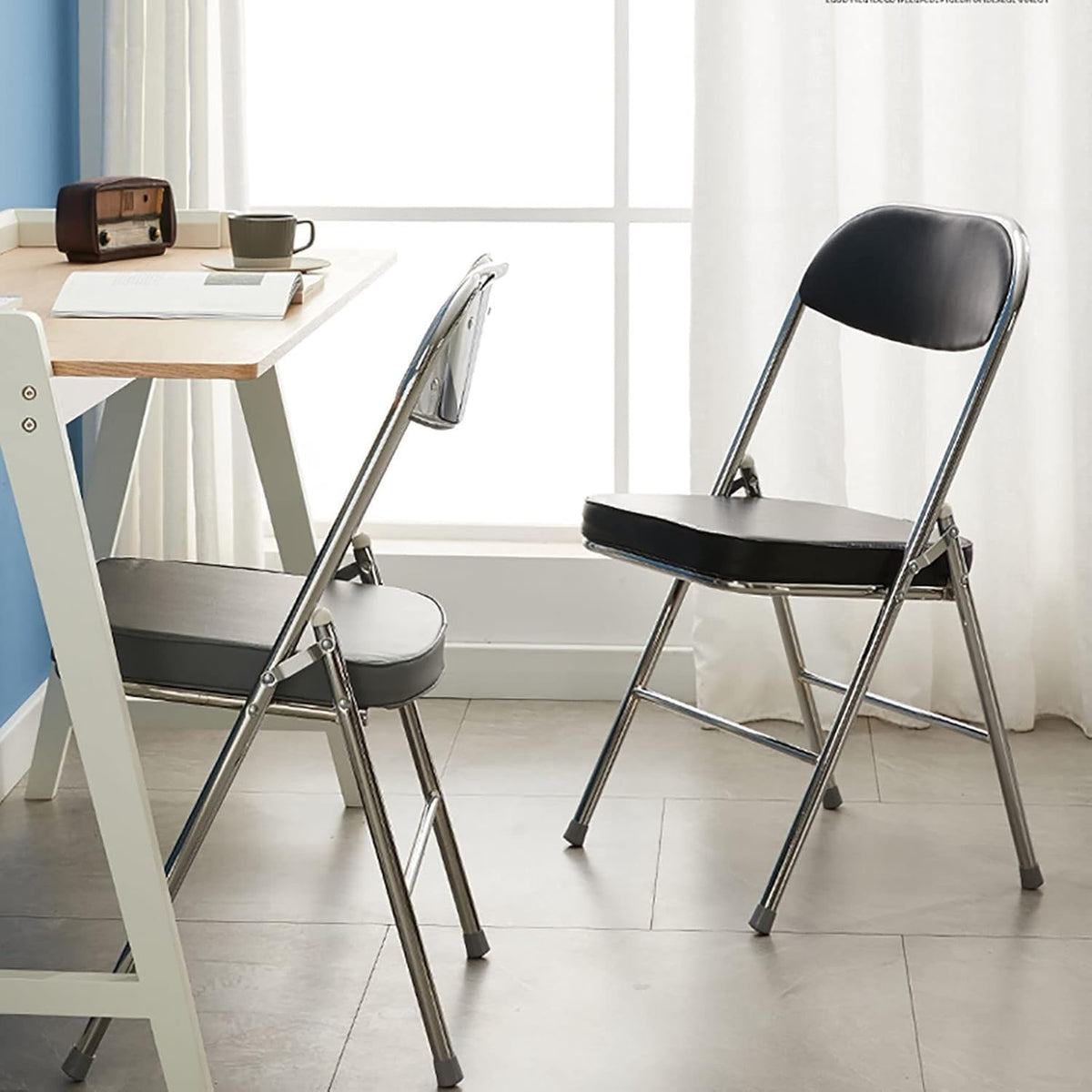 Folding Metal Frame Chairs for Indoor/Outdoor Use Portable Stackable and Durable Gray Color Ideal for Home(Grey)