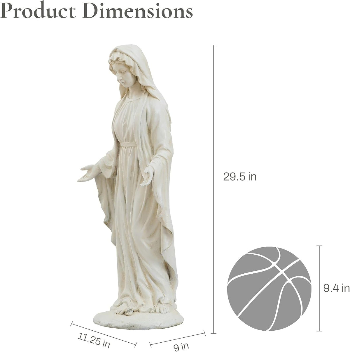 LuxenHome Virgin Mary Statue Outdoor, 29.5'' Large Outdoor Garden Statues