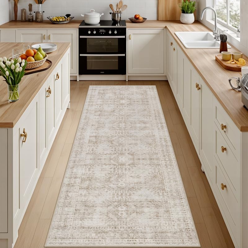 8x10 Area Rugs Living Room: Bedroom Washable Carpet Beige/Ivory
