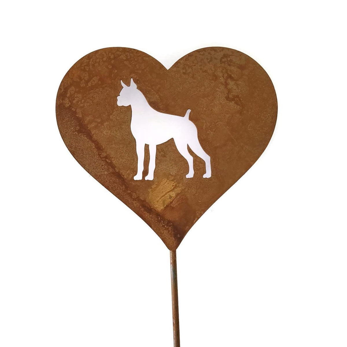 Pet Dog, Cat, Rabbit or Bird Keepsake Memorial Heart Garden Stake 20 to 28 Inches Tall (Large Heart, 28" Tall, Pembroke Welsh Corgi, Naturally Rusted)