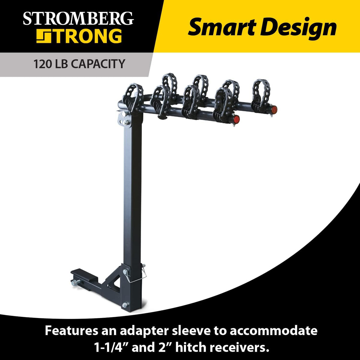 Stromberg Carlson BC-108 Bike Rack for Cars, Trucks and SUV's - 4-Bike Post Mount Carrier for Motorhomes, Travel Trailers and Fifth Wheels - Bike Rack Receiver for 1-1/4" 2" - 120 LB Weight Capacity