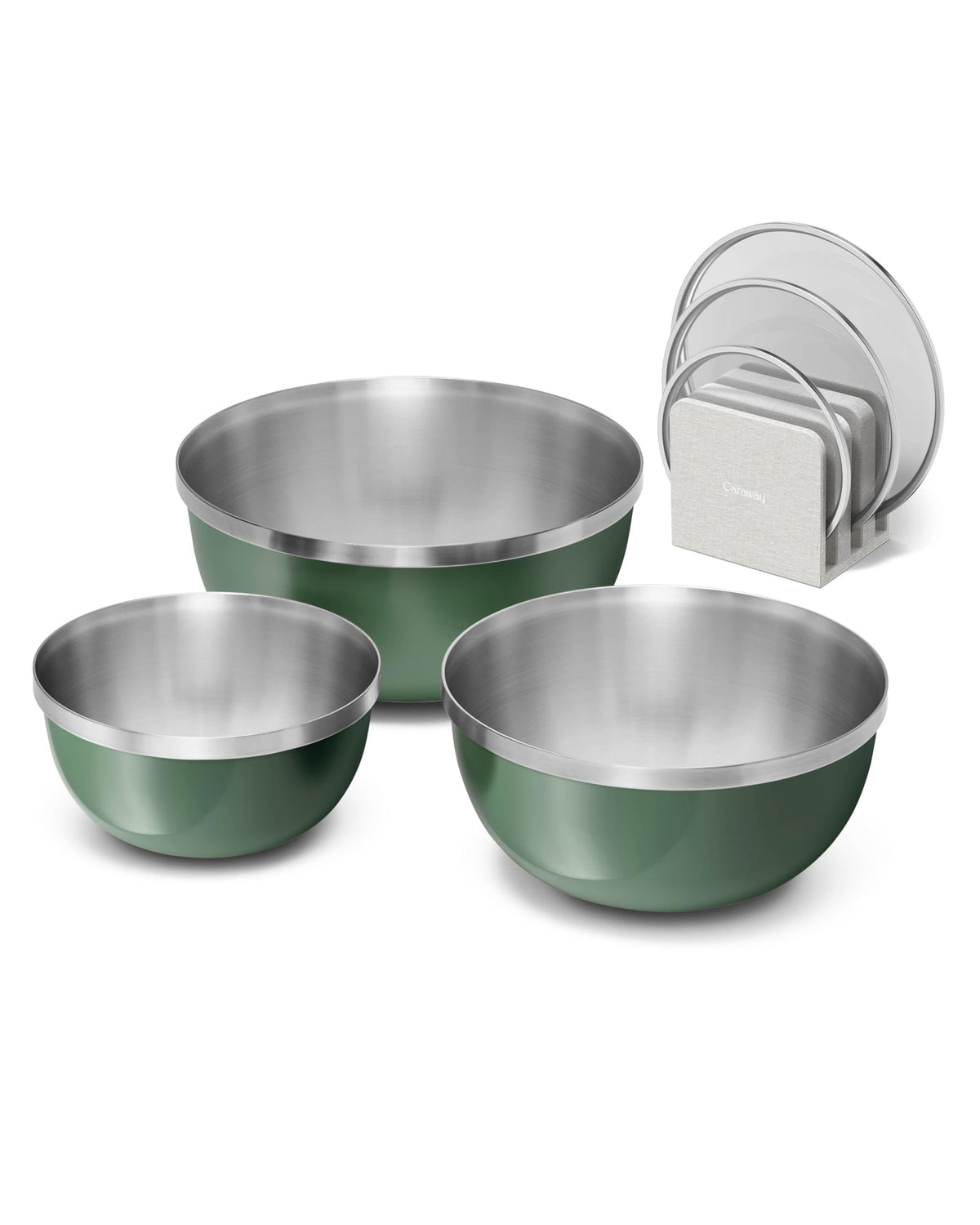 Caraway 6-Piece Stainless Steel Mixing Bowl Set with Glass Lids