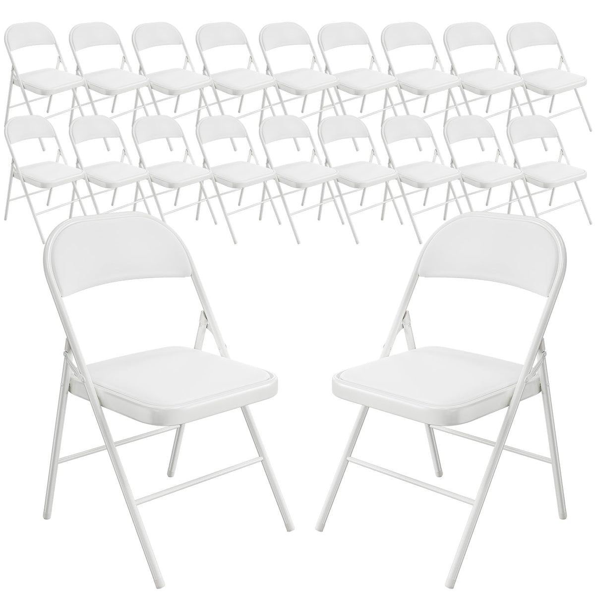 Bonnlo Folding Chair with Comfortable Padded Cushion and Back, Portable Folding Chairs for Outside, Office Events, Weddings, Pu Leather, 6 Black