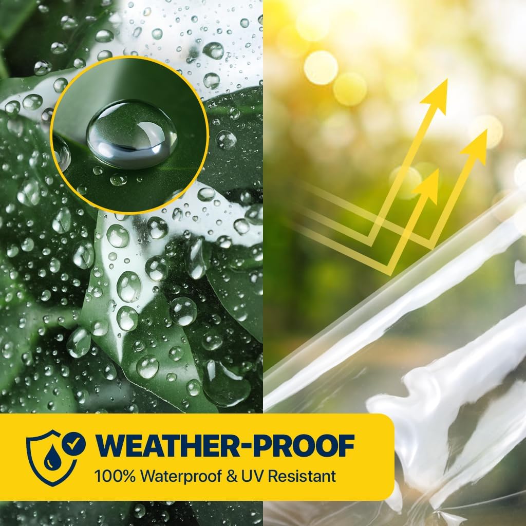 Seal Skin Covers Waterproof Clear Tarp 10x20 FT, 20 Mil 18 OZ 560 GSM Heavy Duty Transparent Vinyl Tarpaulin with Grommets