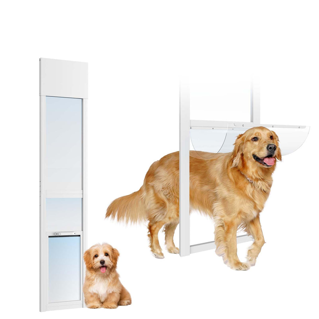 Dog Door for Sliding Glass Doors, 86.6"-92.5" Adjustable, Security Lock