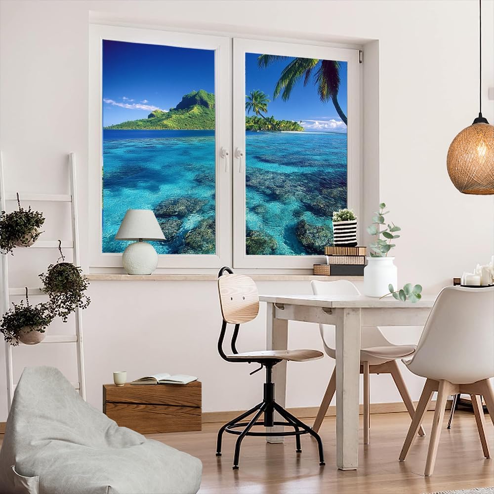 Mystic Ocean Stained Glass Window Film 31.5Wx47.2L inch x 2pcs