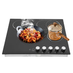 2 Burners Electric Cooktop, 20 Inch 110V 1700W Electric Ceramic Cooktop Built-in Electric Stove Top with 5 Power Levels and Kid Safety Lock and Timer (No Plug)