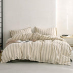 Plaid Duvet Cover Set Washed Cotton,Queen(90"x90"),Multicolor Gingham
