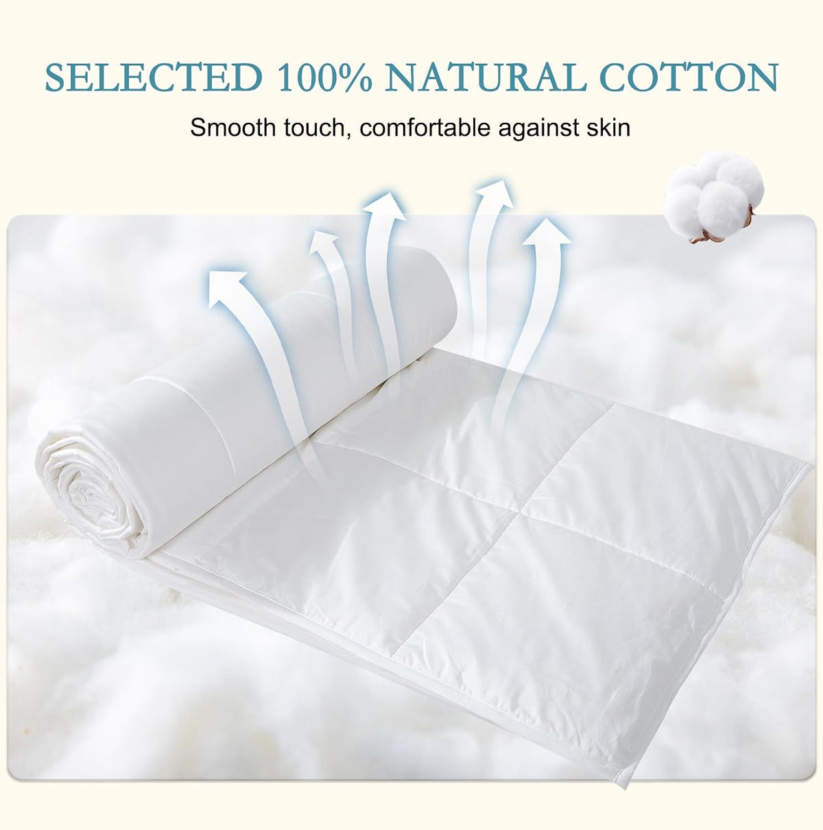 YOUR MOON Summer Lightweight Wool Comforter - Breathable & Thin Duvet Insert for Hot Sleepers, 100% Australian Lamb Wool Filling 100gsm with Pure Cotton Shell-Queen Size (White)