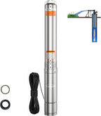 1HP Deep Well Submersible Pump 115V/60Hz, 4 Inch Stainless Steel Water Pump with 33ft Cord, 37GPM Flow 207ft Head, IP68 Waterproof Built-in Controller for Industrial, Irrigation, Home Use