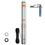 1HP Deep Well Submersible Pump 115V/60Hz, 4 Inch Stainless Steel Water Pump with 33ft Cord, 37GPM Flow 207ft Head, IP68 Waterproof Built-in Controller for Industrial, Irrigation, Home Use