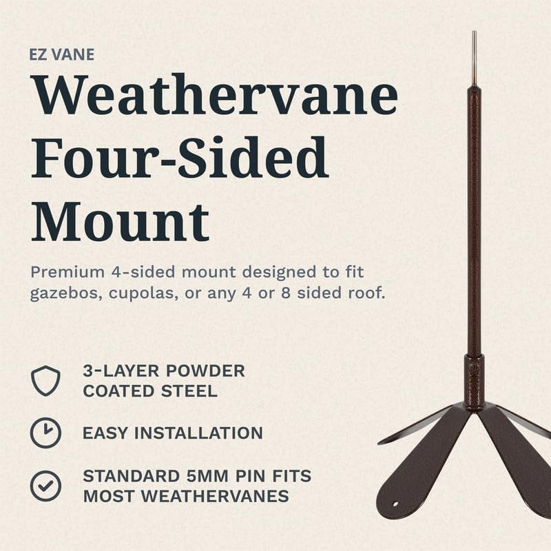 EZ Vane Steel Bass Weathervane with Wind Cups — 4-Sided Mount