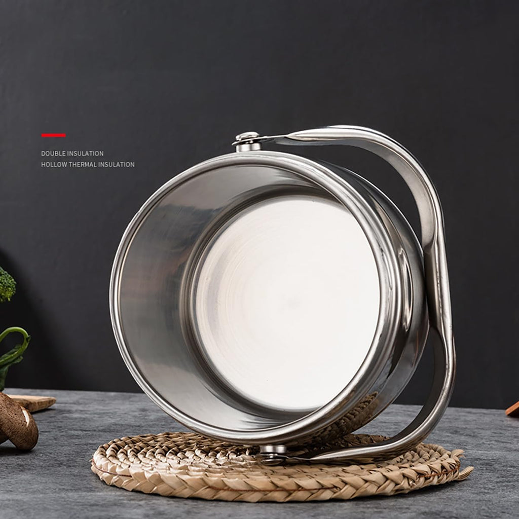 Non Magnetic Stainless Steel Double-Layer Insulation Lunch Box Bowl Drum Vacuum Bucket Convenient Rice Soup,8.0L