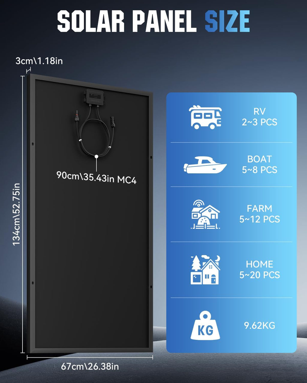 200 Watt Solar Panel 18BB N-Type, 25% Efficiency Monocrystalline Grade A+ Cells, 12V 200W Solar Panel IP68 for RV, Van, Trailer, Marine, Rooftop, Farm, Off Grid