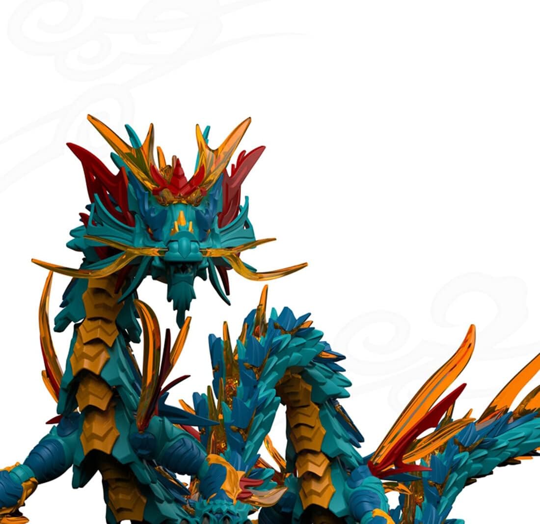 3D Puzzle Chinese Four Holy Beasts Model Kit, DIY Assemble Steampunk Mechanical Azure Dragon with Movable Joints, Creative Handcrafted Metal Art Craft Desktop Display & Decoration for Adults