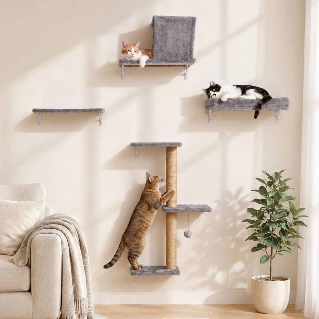 FUKUMARU Cat Wall Shelves, 4 in 1 Set, Beige