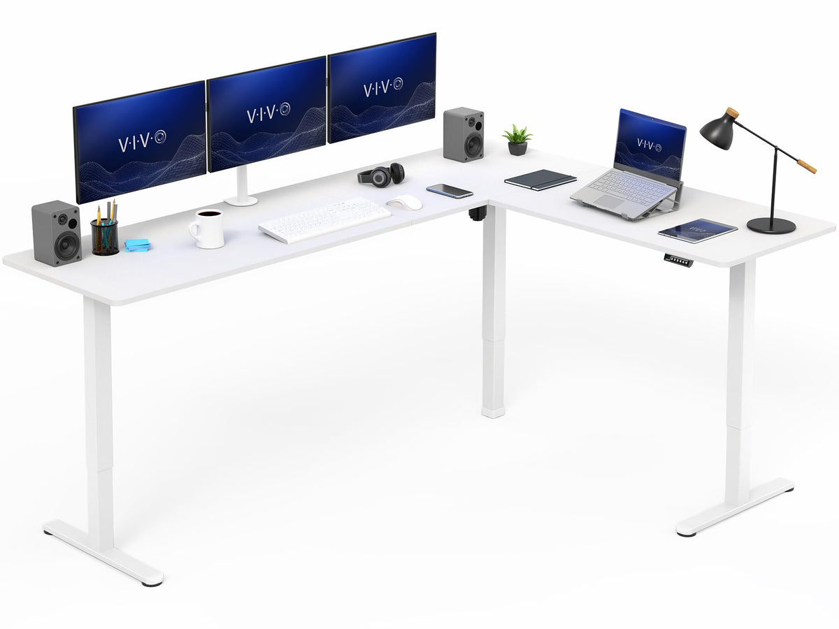VIVO Black 63 x 55 in Corner Standing Desk, DESK-E3CTB