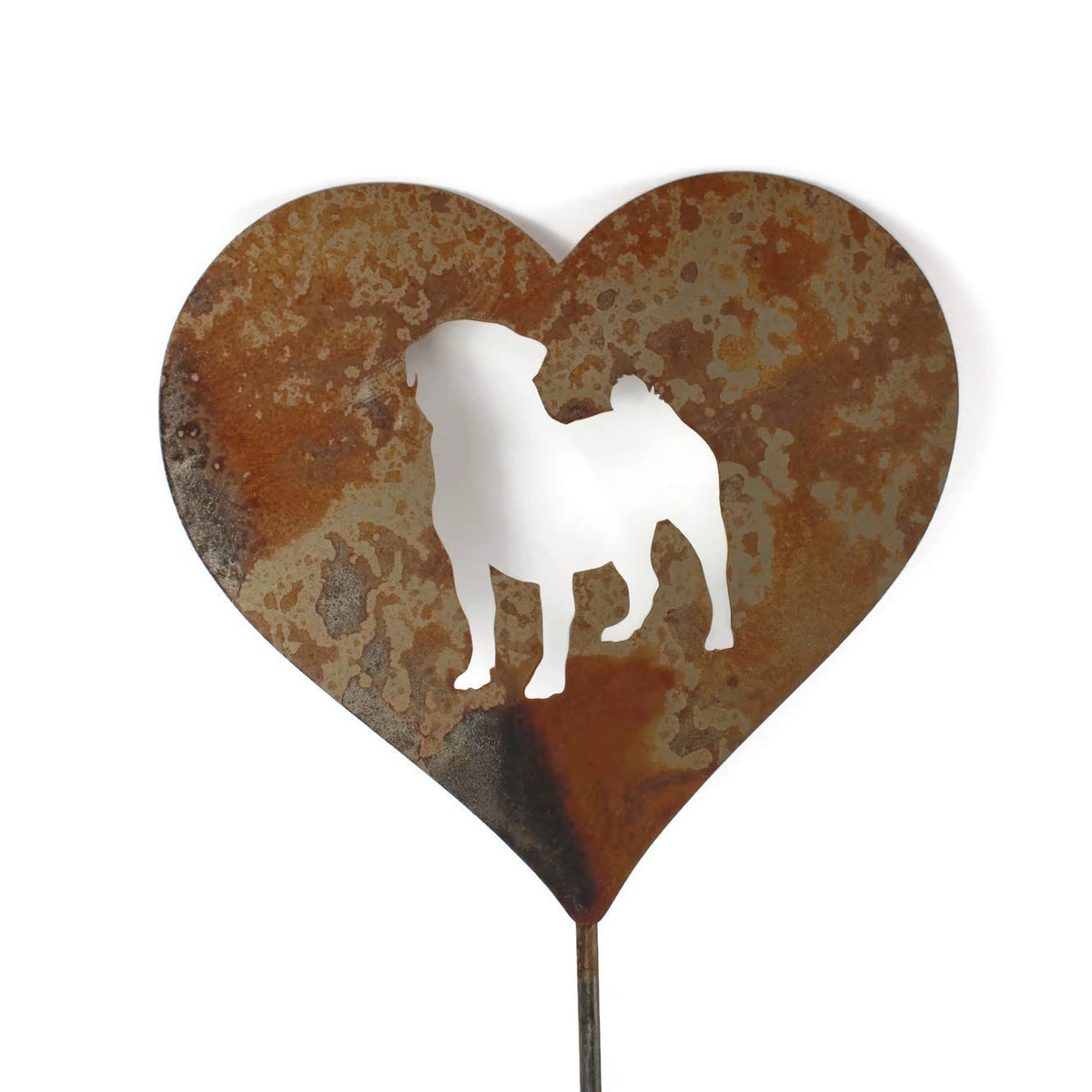 Pet Dog, Cat, Rabbit or Bird Keepsake Memorial Heart Garden Stake 20 to 28 Inches Tall (Large Heart, 28" Tall, Paw Print, Naturally Rusted)