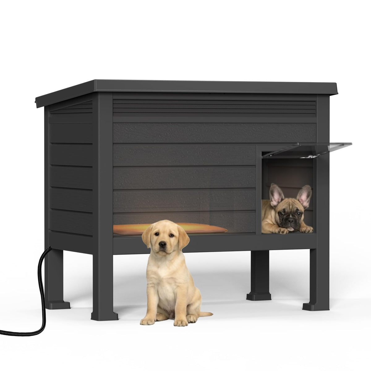DRATO Large Dog House Outdoor for Indoor, Gray, 42.87 * 32.95 * 31.61 in