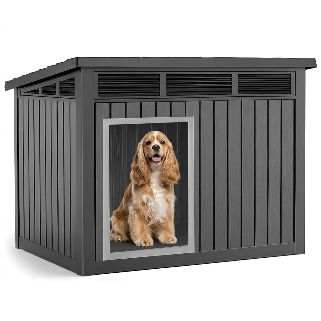 VIXZEN Dog House Outdoor & Indoor, Medium Size, Black