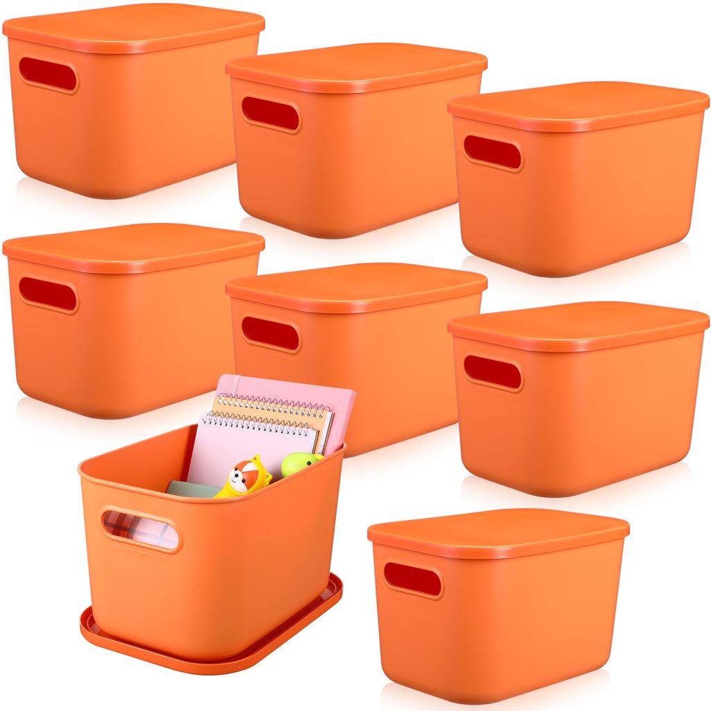 Hoolerry 8 Pieces Storage Bins, 14.2 x 10.2 x 9.5 Inch, Black