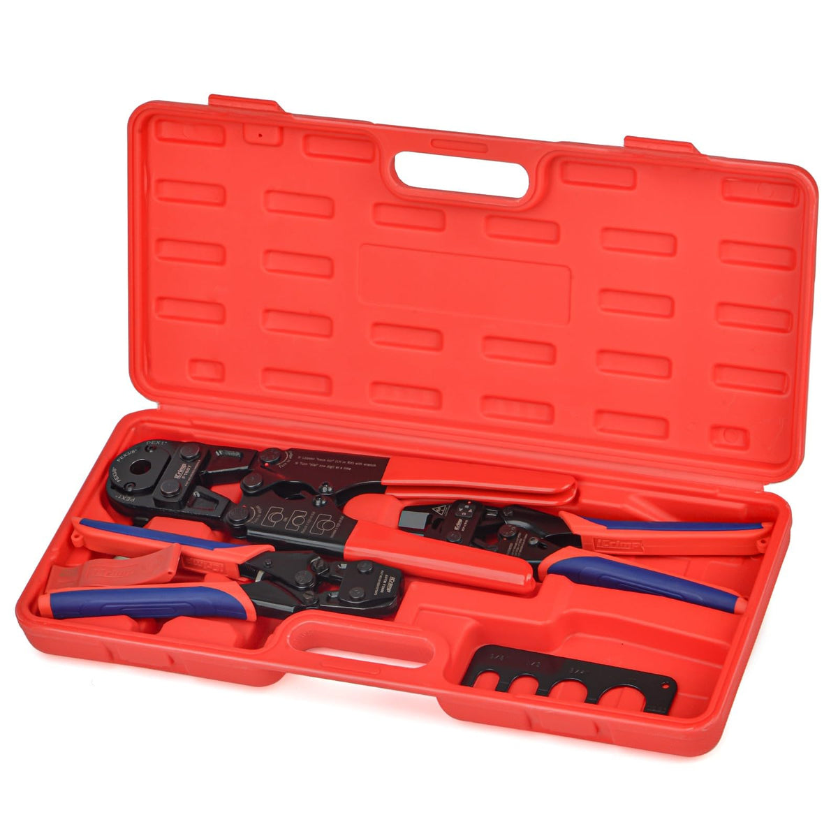 iCrimp IWS-1807CN PEX Crimping Tool Kit with PEX Crimpers, PEX Tubing Cutter, Copper Ring Removal Tool for 1/2’’ & 3/4’’ Copper Crimp Rings, Meets ASTM F1807 Standard