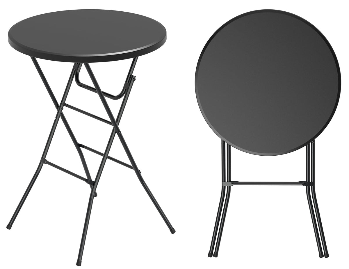 24" Round Folding Table, Plastic Bar Height Tables for Parties Black