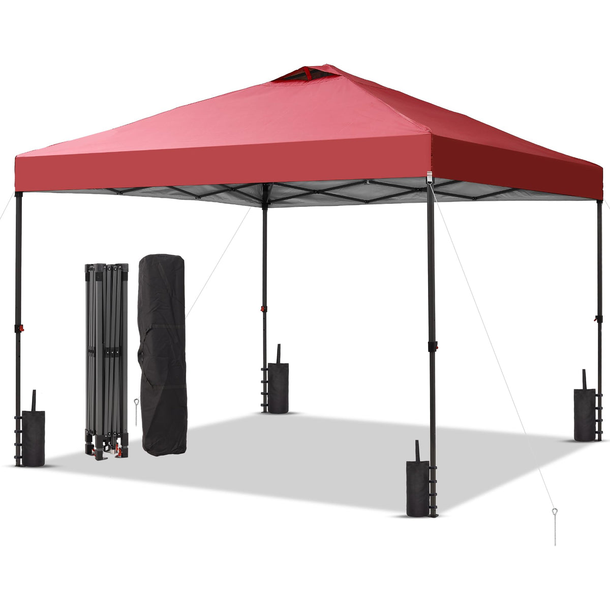 GDY 10x10FT Pop-Up Canopy Tent — with 4-Side Walls & Vented Top, Portable Outdoor Event Tent for Garden, Poolside, Parks, Parties,Camping, Pink.