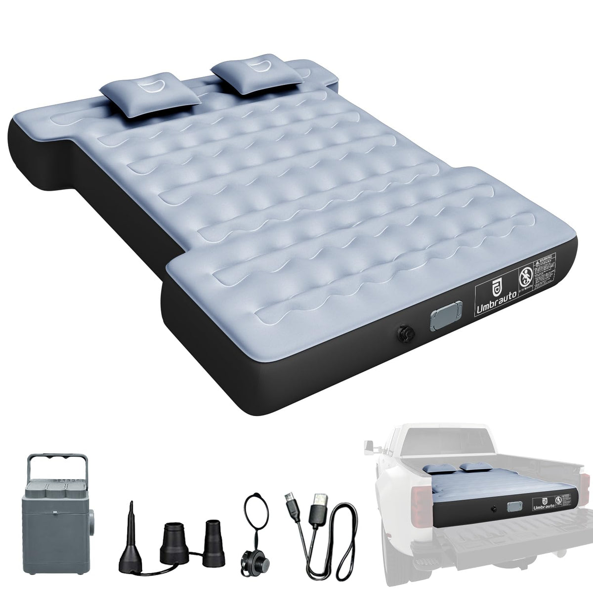 Umbrauto Air Mattress for 5.5-5.8 ft Full-Size Short Truck Beds, Inflatable Truck Tent Airbed with Pump, Pickup Camper Air Bed for Camping