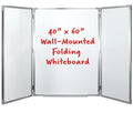 Excello 40” x 60” Mobile, Folding Whiteboard on Wheels with Magnetic Surface and Flip-Out Marker Tray