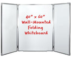Excello 40” x 60” Mobile, Folding Whiteboard on Wheels with Magnetic Surface and Flip-Out Marker Tray