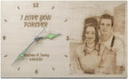 Large Personalized Wooden Clock - Customizable with Photos and Text, Battery Operated