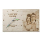 Large Personalized Wooden Clock - Customizable with Photos and Text, Battery Operated