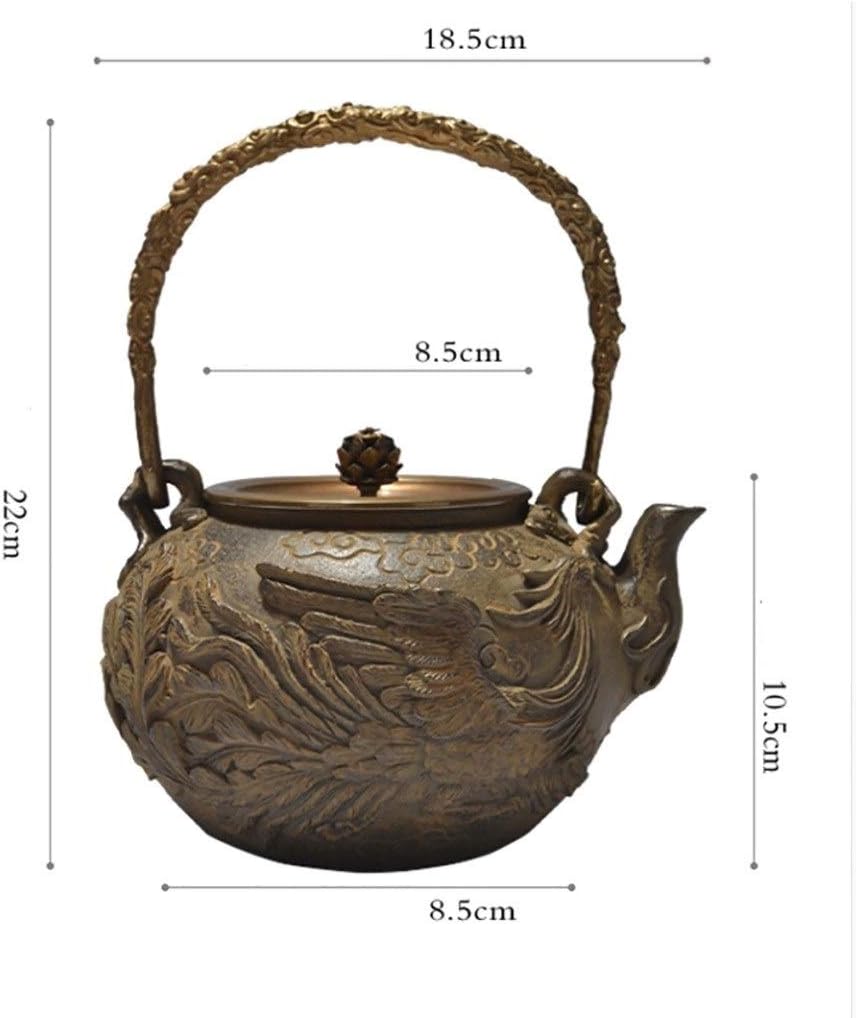 Handmade Uncoated Iron Pot Tea Kettle Japanese Tetsubin Cast Iron Teapot Dragon And Phoenix Pattern Kettle1200ML,
