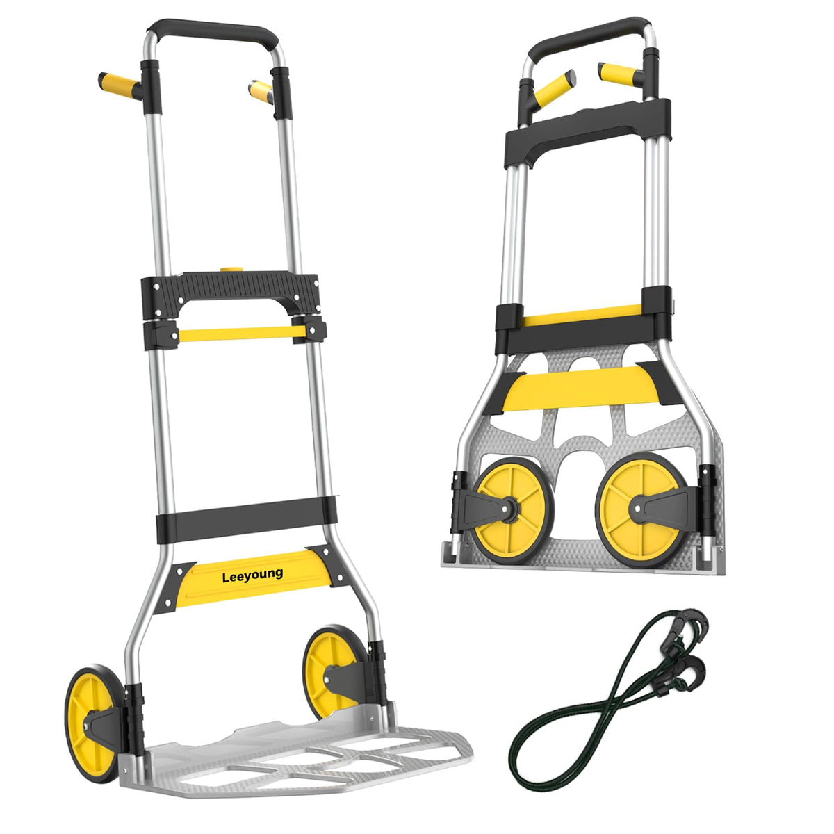 Leeyoung Folding Hand Truck and Dolly,309 lb Capacity Aluminum Portable Cart with Telescoping Handle and PP+EVA Wheels