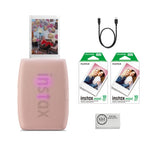 Fujifilm INSTAX Mini Link 3 Smartphone Printer | Rose Pink Bundled with INSTAX Mini Instant Film | 20 Exposures + Instax Mini Album, Borders, Stickers & Clips + Microfiber Cleaning Cloth (4 Items)