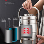 Non Magnetic Stainless Steel Double-Layer Insulation Lunch Box Bowl Drum Vacuum Bucket Convenient Rice Soup,8.0L