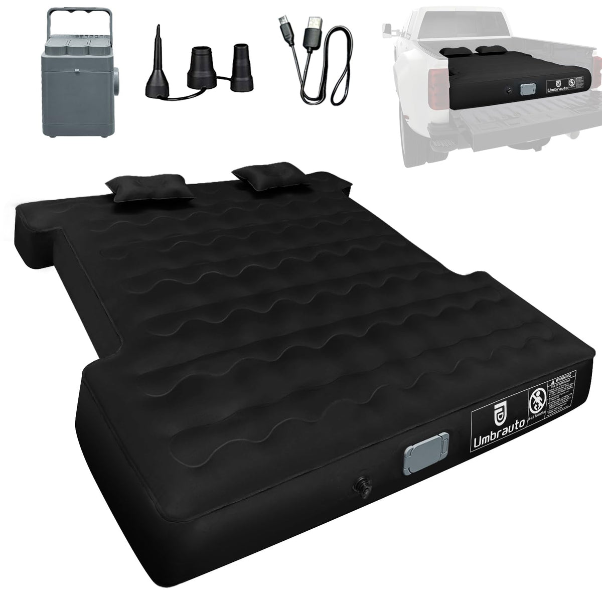 Umbrauto Air Mattress for 5.5-5.8 ft Full-Size Short Truck Beds, Inflatable Truck Tent Airbed with Pump, Pickup Camper Air Bed for Camping