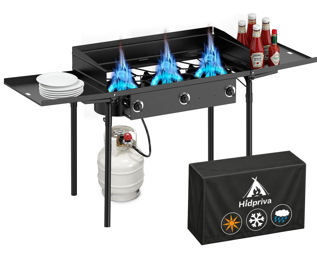 2 Burner Propane Gas Stove with Dustproof Cover