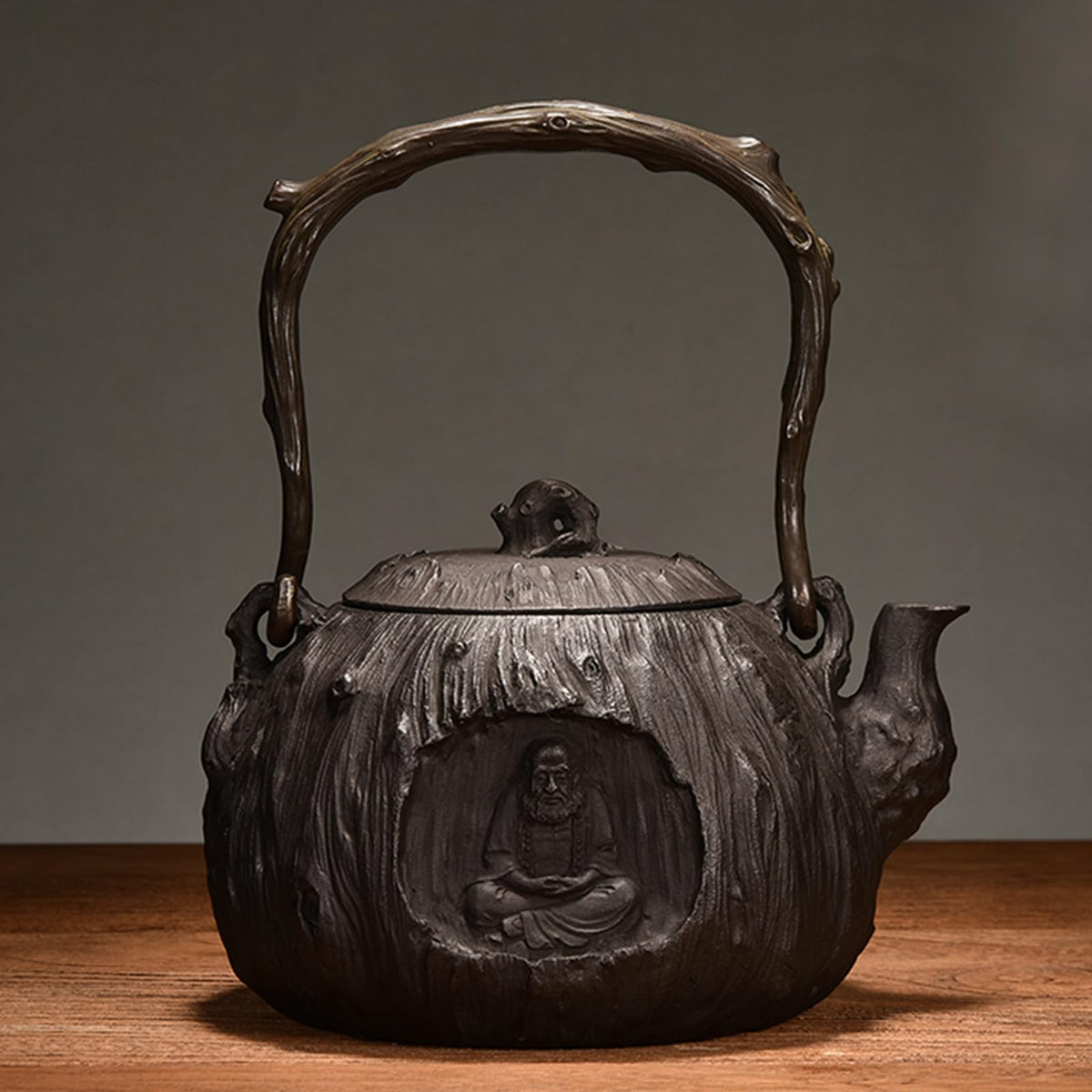 Cast Iron Teapot, Stovetop Safe Tea Kettle With handle, Asian Style Handmade Tea Pot For Home Camping Outdoor Use(1.2L, BlackC)