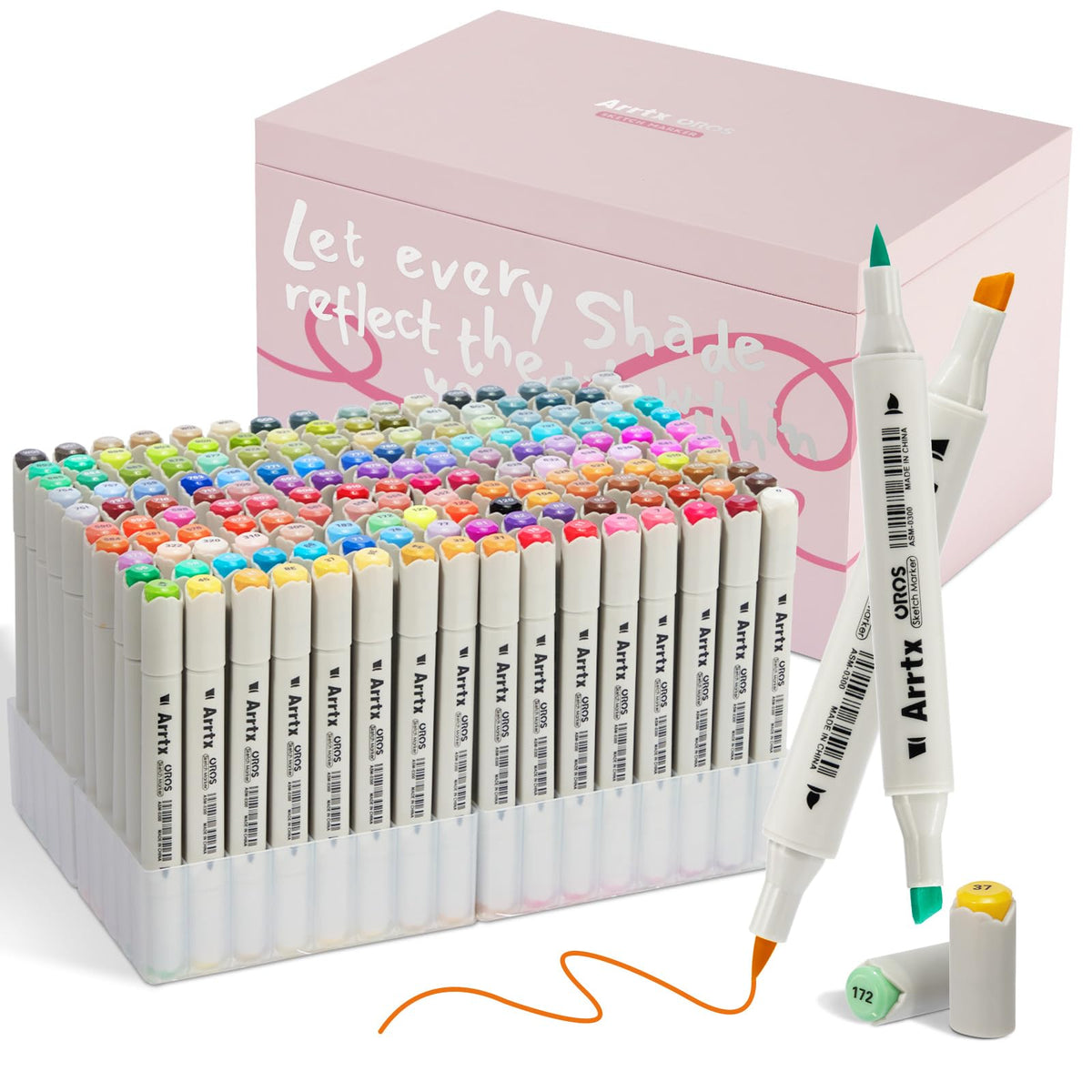Arrtx Alcohol Markers 160 Color Set, Dual Tip Brush and Chisel, Professional Alcohol-Based Art Markers for Artists, Adults, Beginners, Ideal for Sketching,Illustration
