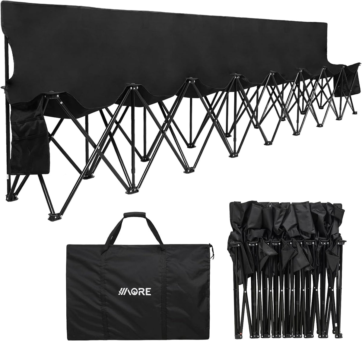1MORE Folding Bench, Portable Foldable Sideline Bench for Team with Carry Bag