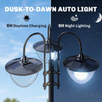 Outsunny 74.5" 3-Head Solar Lamp Post Light Outdoor with Planter, Black